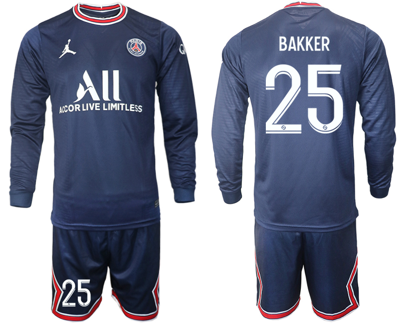 Men 2021-2022 Club Paris St German home blue Long Sleeve #25 Soccer Jersey->paris st german jersey->Soccer Club Jersey